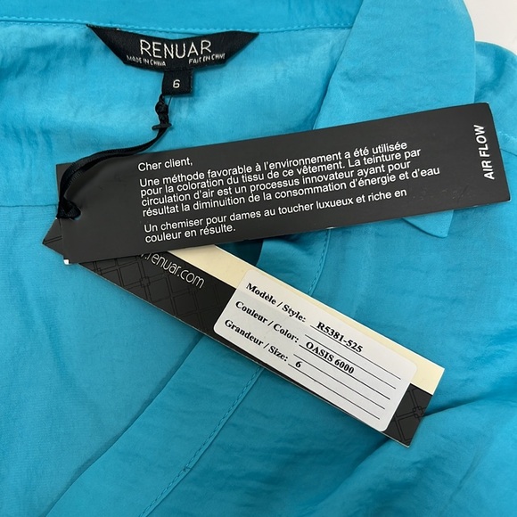 NWT Renuar Button Down Convertible Sleeve Collared Blouse - Picture 5 of 8